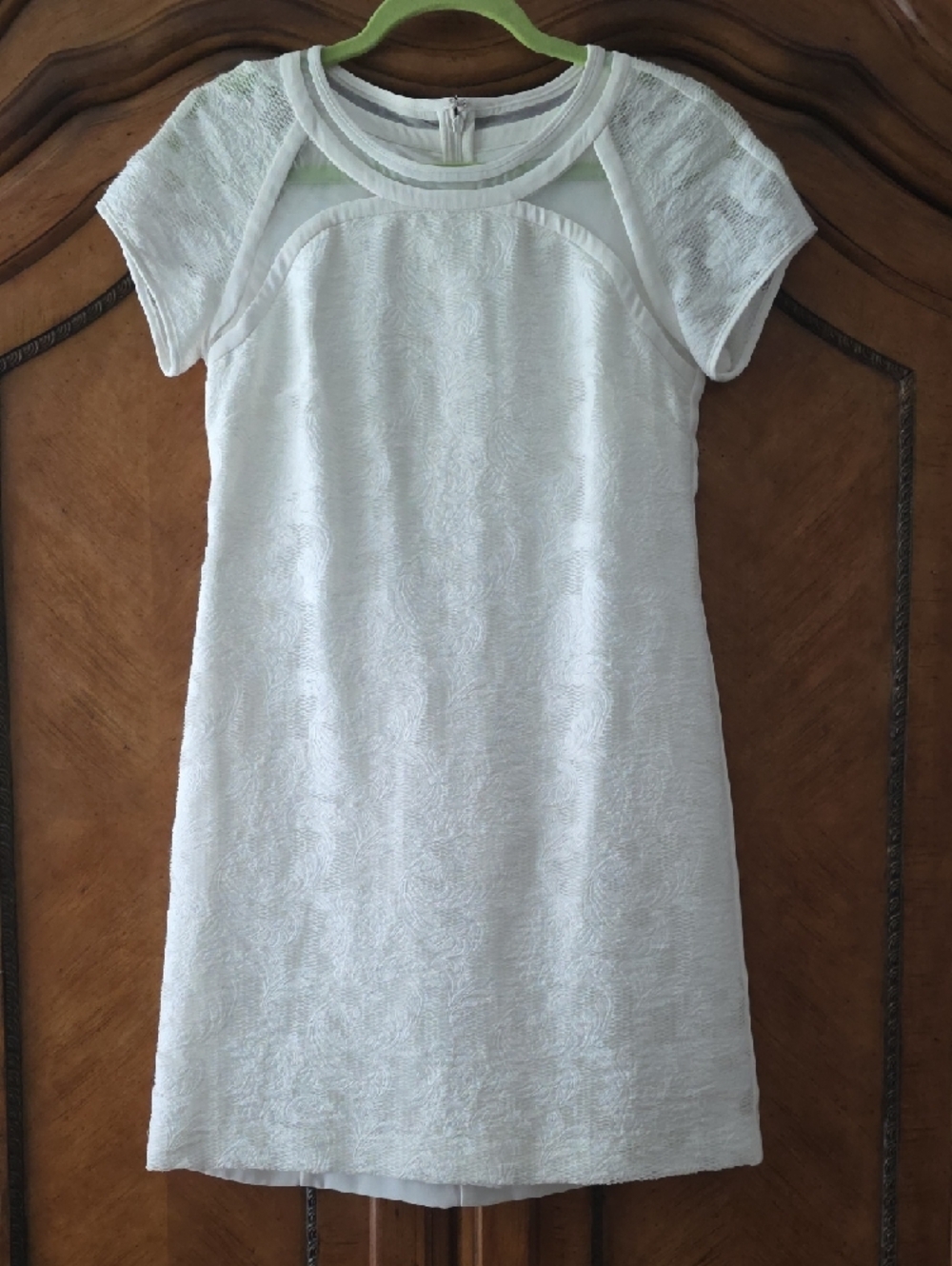 Gianni Bini White Lace Short-Sleeve A-Line Dress